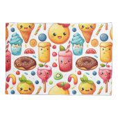 陽気でおもしろいかわいいスイーツ 枕カバー (裏面)