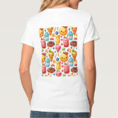 陽気でおもしろいかわいいスイーツ Tシャツ (裏面)