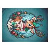 陽気でお招きするクリスマスのイラスト テーブルクロス (正面(横))