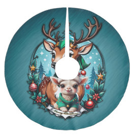 陽気でお招きするクリスマスのイラスト ブラッシュドポリエステルツリースカート