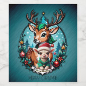 陽気でお招きするクリスマスのイラスト ワインラベル (シングルラベル)