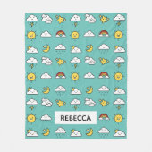 陽気でかわいい天気アイコンのパタパーソナライズされたーン フリースブランケット (正面)