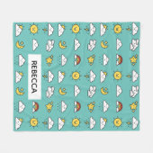 陽気でかわいい天気アイコンのパタパーソナライズされたーン フリースブランケット (正面(横))