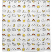 陽気でかわいい天気アイコンのパターン シャワーカーテン (正面)