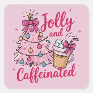 陽気でカフェインたっぷりコーヒークリスマスレトロトレンディー スクエアシール