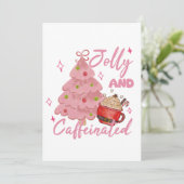 陽気でカフェインたっぷり クリスマスツリー コーヒーデザイン 招待状 (スタンド正面)