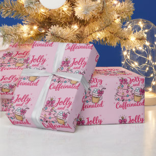 陽気でカフェインたっぷり コーヒークリスマス レトロなトレンド ラッピングペーパー