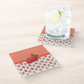 陽気でジューシーなイチゴ ガラスコースター (アングル)