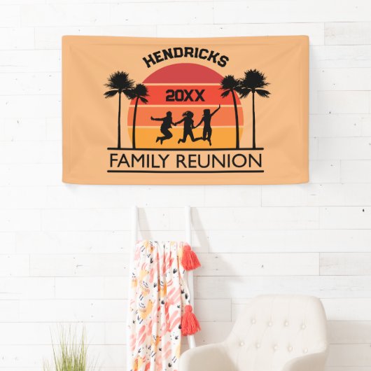 陽気でレトロなファミリー懇親会ウェルカムバナー 横断幕 (インサイチュ)