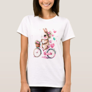 陽気でロマンチックなウサギが自転車に Tシャツ