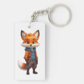 陽気で冒険的なキツネイラストレーション キーホルダー (裏面)