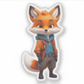 陽気で冒険的なキツネイラストレーション シール (正面)