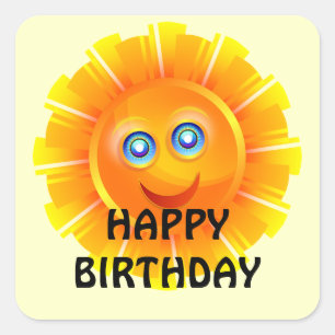 陽気で幸せな誕生日 スクエアシール