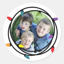 陽気で明るいクリスマスのイルミネーション ラウンドシール