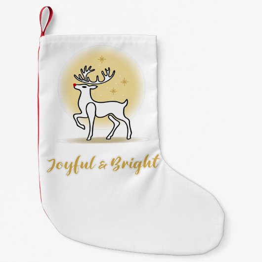 陽気で明るいクリスマストナカイ スモールクリスマスストッキング (正面)