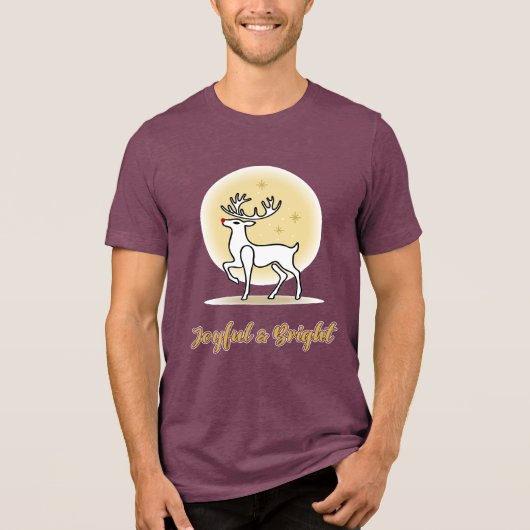 陽気で明るいクリスマストナカイ トライブレンドTシャツ (正面)