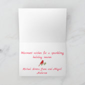 陽気で明るい雪のヴィンテージキャンパー シーズンカード (内部)