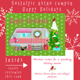 陽気で明るい雪のヴィンテージキャンパー シーズンカード