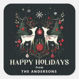 陽気で暖かいスカンジナビアのクリスマスツリー スクエアシール