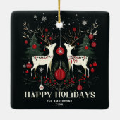 陽気で暖かいスカンジナビアのクリスマスツリー セラミックオーナメント (裏面)