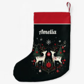 陽気で暖かいスカンジナビア北欧クリスマスツリー スモールクリスマスストッキング (裏面)