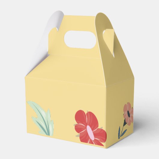 陽気で楽しいカラフルフローラ結婚式の引き出物箱 フェイバーボックス (正面サイド)