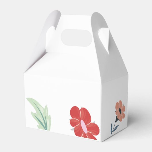 陽気で楽しいカラフルフローラ結婚式の引き出物箱 フェイバーボックス (正面サイド)