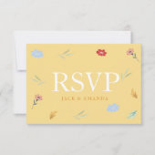 陽気で楽しいカラフルフローラRSVP応答カード 出欠カード (正面)