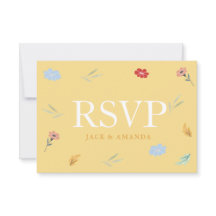 陽気で楽しいカラフルフローラRSVP応答カード