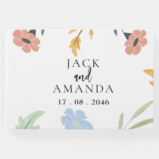 陽気で楽しカラフルいフローラ結婚のゲストブック ゲストブック (正面)