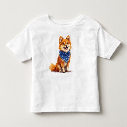 陽気で漫画スタイルの犬 トドラーTシャツ (正面)