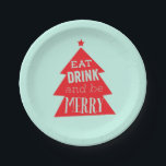 陽気で赤いクリスマスツリーのパーティー ペーパープレート<br><div class="desc">陽気なおよびおもしろいの赤いクリスマスツリーはメッセージとの休日の応援のメッセージを"食べ、飲み物ですおもしろいおよびのんきなタイポグラフィでメリー"広げます。 あなたの休日の夕食か季節的なパーティーのためにこれらの水のプレートを使用して下さい。</div>