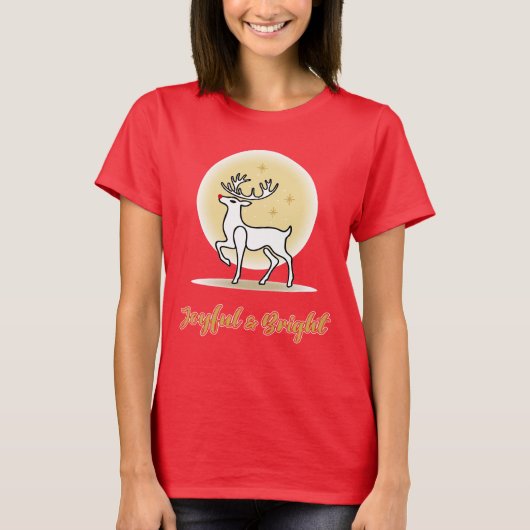 陽気で輝くクリスマストナカイ Tシャツ (正面)