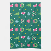 陽気で陽気なクリスマスパターン キッチンタオル (縦)