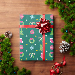 陽気で陽気なクリスマスパターン ラッピングペーパー