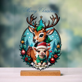 陽気で魅力的なクリスマスイラストレーション アクリルサイン
