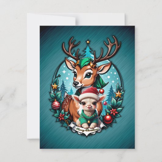 陽気で魅力的なクリスマスイラストレーション シーズンカード (正面)
