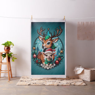 陽気で魅力的なクリスマスイラストレーション ファブリック