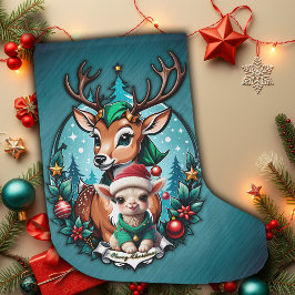 陽気で魅力的なクリスマスイラストレーション ラージクリスマスストッキング
