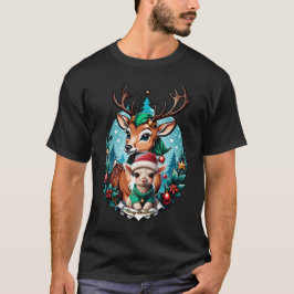 陽気で魅力的なクリスマスイラストレーション Tシャツ