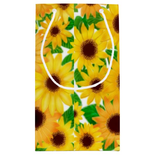 陽気で黄色いヒマワリのギフトバッグ スモールペーパーバッグ (裏面)