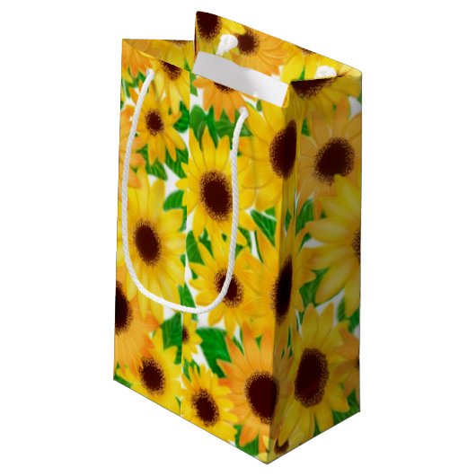 陽気で黄色いヒマワリのギフトバッグ スモールペーパーバッグ (裏面アングル)