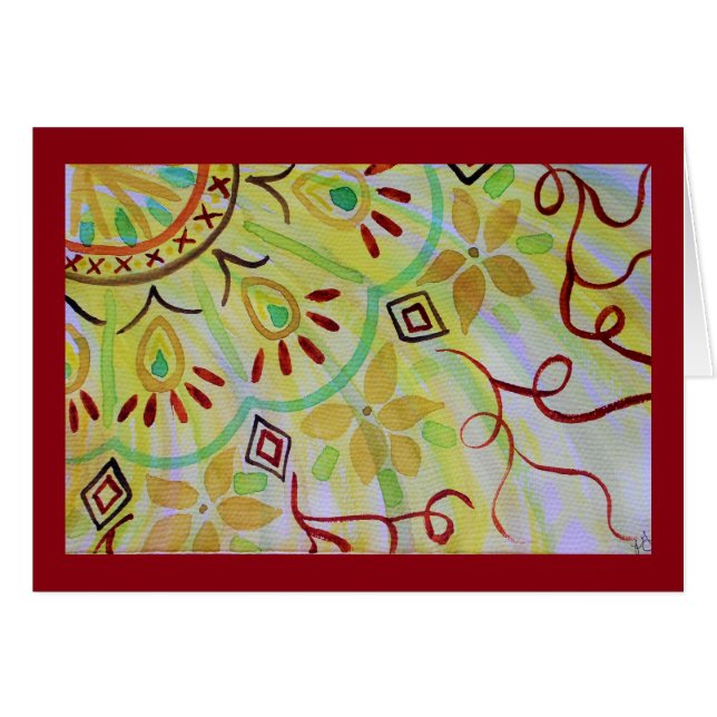 陽気で、黄色、緑茶色、花の曼荼羅 (正面横)