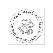 陽気なおもちゃロボットのビジネスラウンドアドレス ラバースタンプ (インプリント)