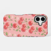 陽気なかわいいさくらんぼパターンイラストレーション iPhone 16ケース (裏面横)
