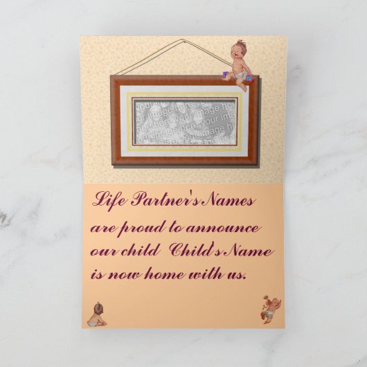 陽気なかレズビアンのカップルのためのベビーの発表 案内状 (内部)