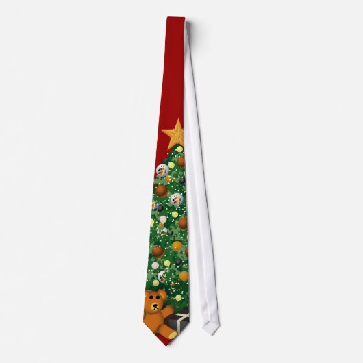 陽気なくまのクリスマスツリーのタイ#2 ネクタイ (正面)