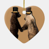 陽気なくまの結婚式または式のオーナメントの好意 セラミックオーナメント (裏面)