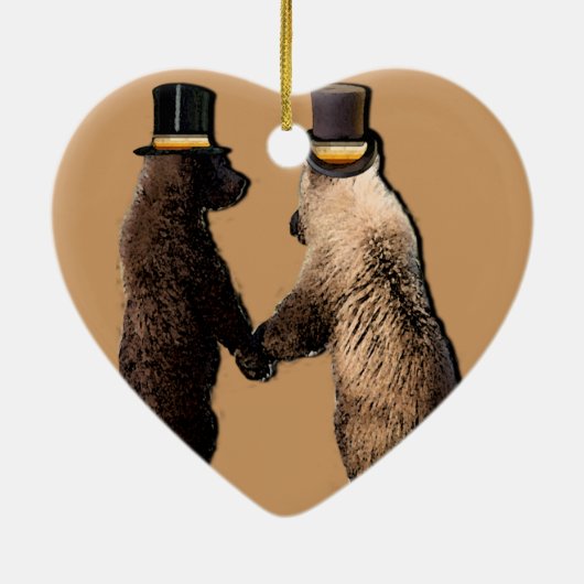 陽気なくまの結婚式または式のオーナメントの好意 セラミックオーナメント (裏面)