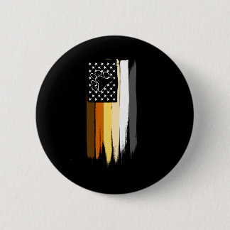 陽気なくまの色彩の鮮やかな星条旗 缶バッジ